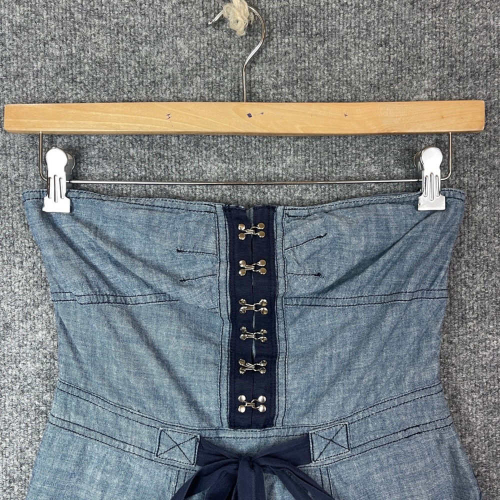Y2K Juicy Couture Chambray Denim Strapless Dress With Shorts Size‎ 4 - Picture 3 of 9